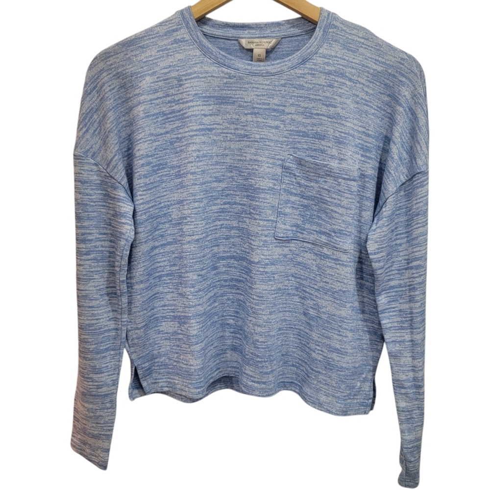 Banana Republic Luxespun Marled Light Blue Long Sleeved Top Boxy Women’s…